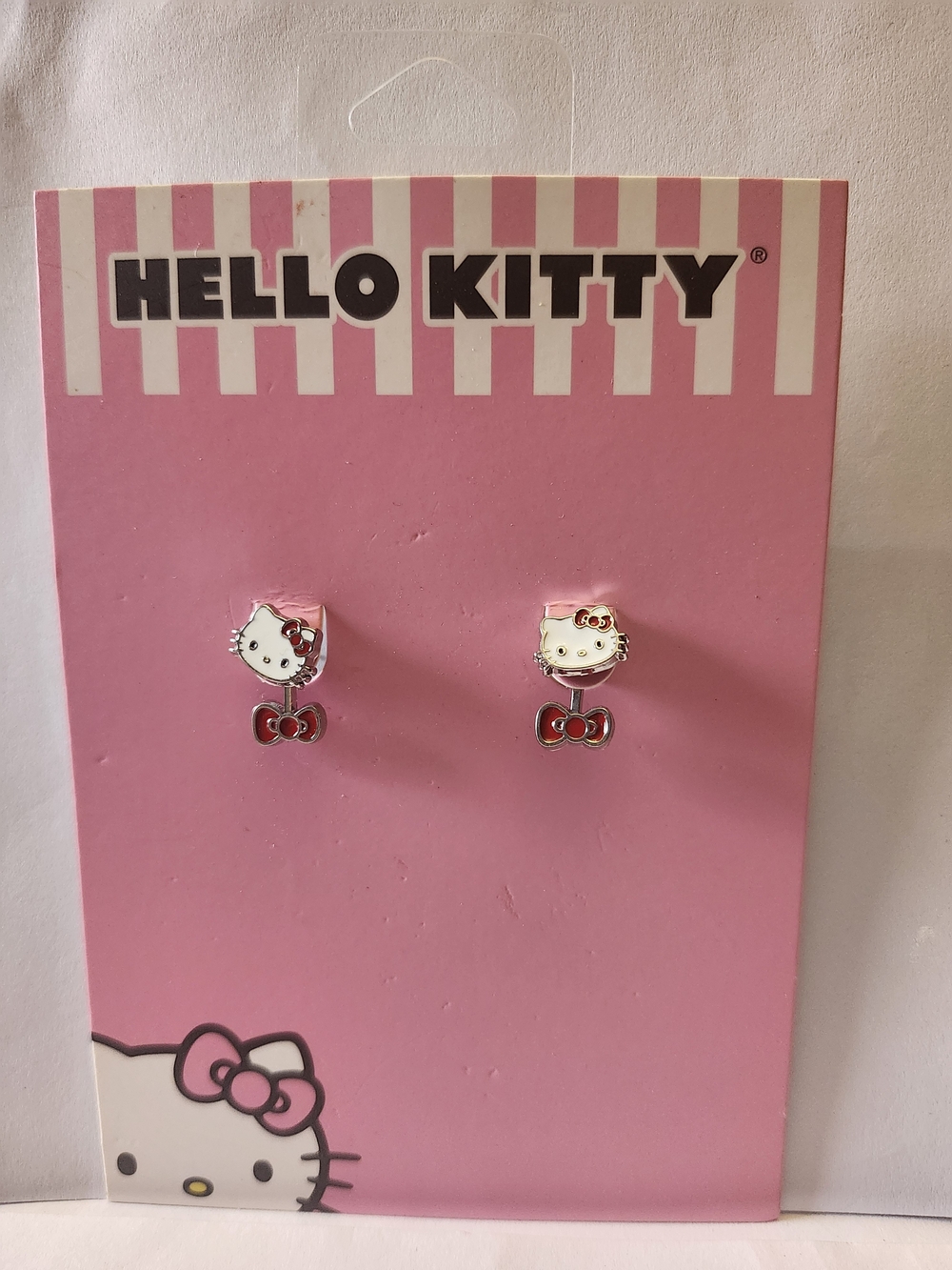 Hello Kitty White & Pink Enamel Drop Stud Earrings for Kids
